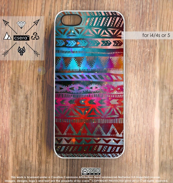 Galaxy iPhone 5 Case, iPhone 4 Case, Aztec iPhone 4S Case, Tribal iPhone Case, Silicone Rubber Case, Plastic iPhone Case