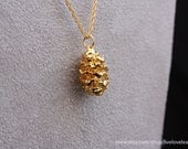 Gold Redwood cone Necklace, Gold dipped Real Red wood Cone,  Natural Pendant, Unique Nature jewelry