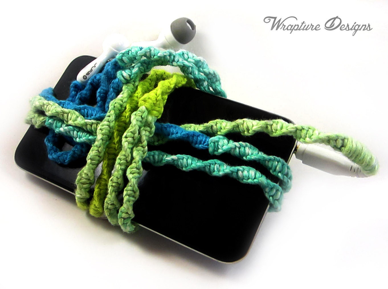 Wrapped Earbuds / Tangle Free Headphones 'Beyond The Sea' By Wrapture Designs