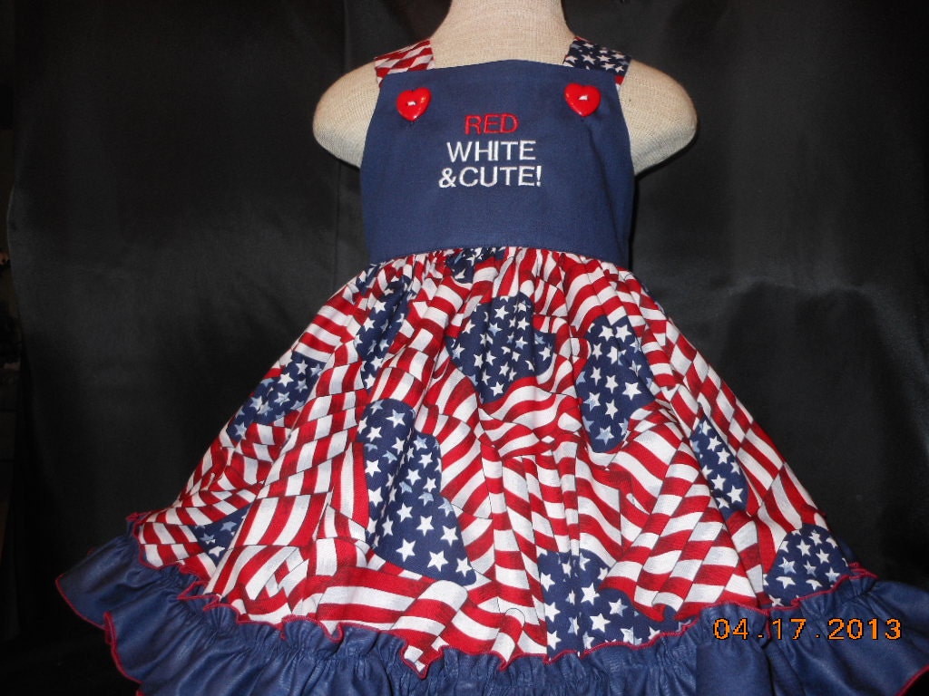 Boutique Style, Custom made, Girls Summer Fun, Patriotic, Party dress