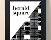 8 x 10 White OR Black Digital Print of Herald Square NYC Original Modern New York City Home Decor Graphic Print