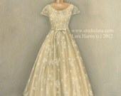 As seen on Style Me Pretty: CUSTOM Wedding Dress Illustration Painting in OIL by LARA 11x14 Bridesmaid Maid of Honor