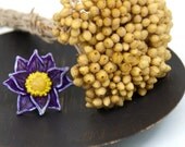 Purple Flower Ring , Adjustable,  Handmade Polymer Clay