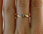 Art Deco 1920's Solitaire 18K Gold and Platinum Laurel Diamond Ring