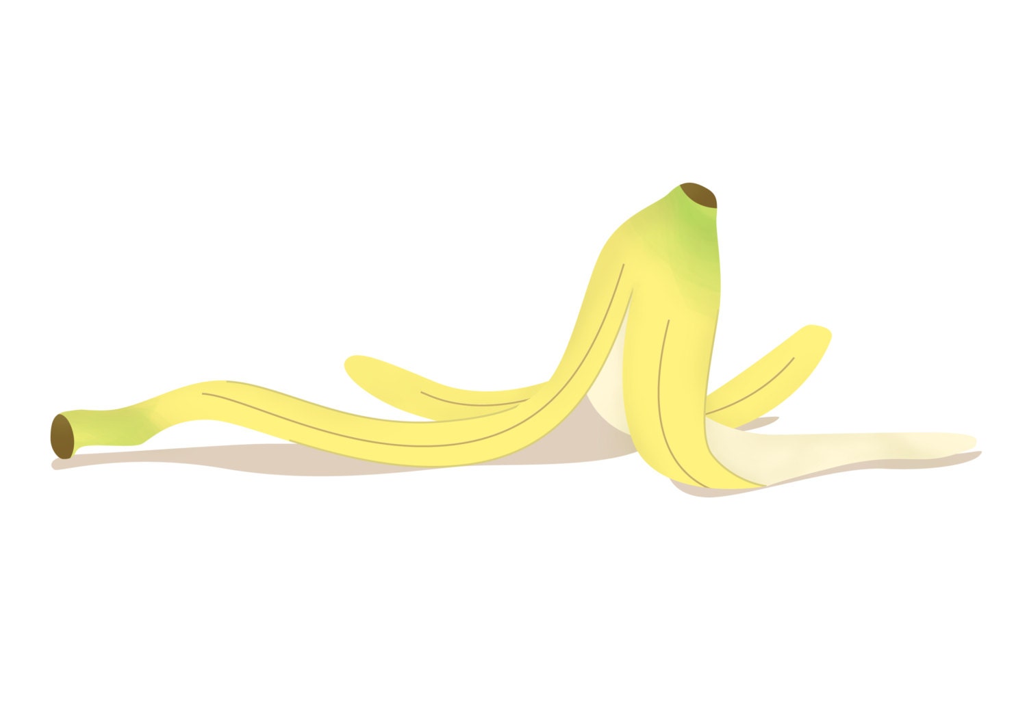 Yellow Banana Peel Digital Humor Wall Art Print Poster 13x19