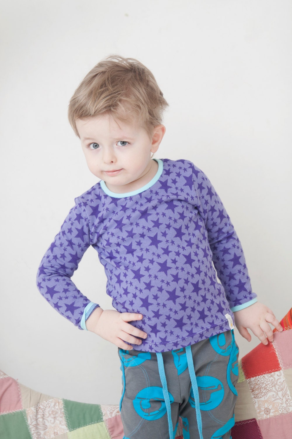 Boys top t-shirt long sleeve t-shirt for kids stars print boys clothes