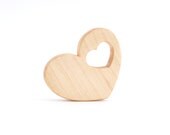 Heart Baby Toy - Eco Friendly Wooden Teether - Waldorf Wood Infant Toy - Gift for the Valentines Day