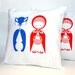 Little Red Riding Hood. Hand Screen Printed Pillow Cover. 14"x14". 100% Cotton.