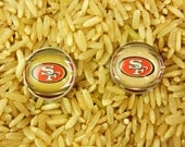 San Francisco 49ers 16mm Round Bezel Set Silver Plated Cuff Links Image Cut From Trading Cards