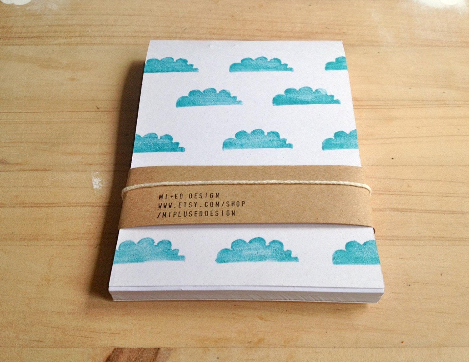 Notepad Set Hand Printed Notepads Recycled Eco Friendly Mini Notebooks Turquoise