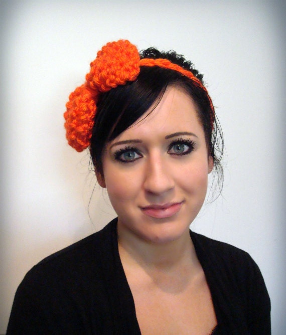 The Big Bow Headband - Pick your COLOR Adjustable Chunky Knit Crochet Hair Accessory - Ready to Ship - Free U.S. S/h
