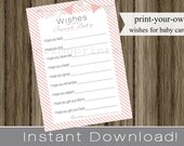 Wishes for Baby girl cards pink INSTANT DOWNLOAD diy digital printable file print your own Il_170x135