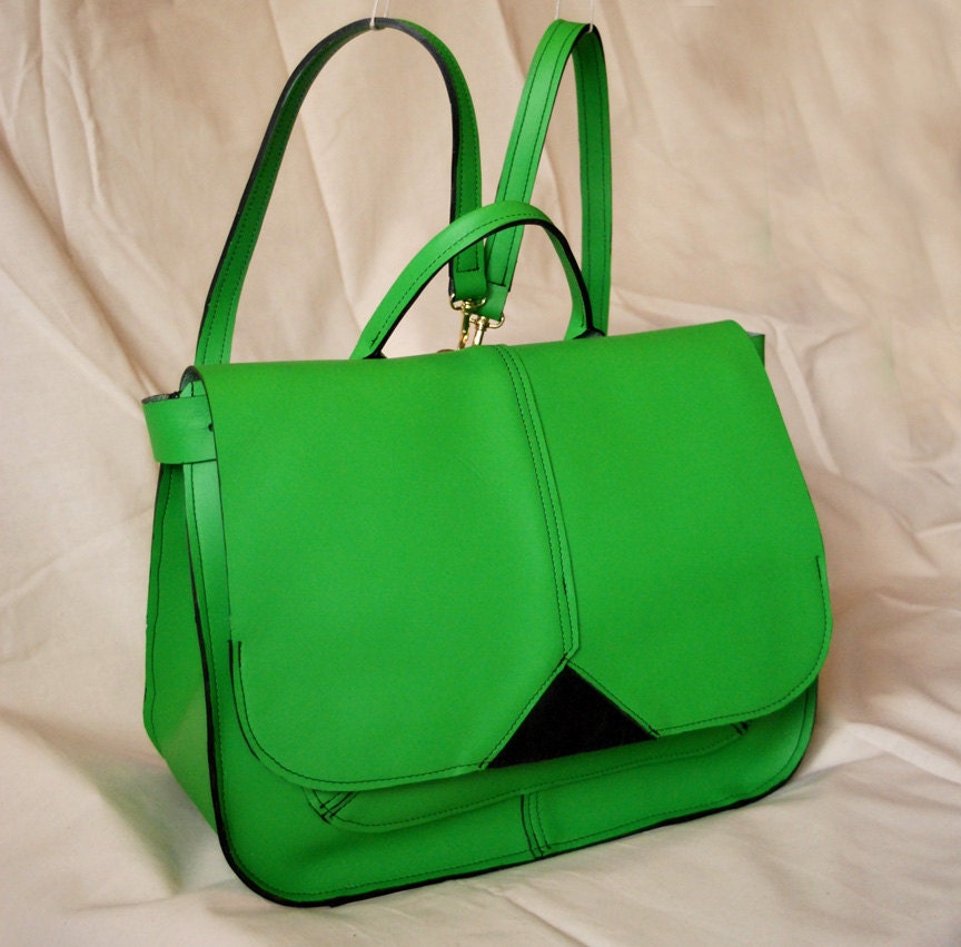 Emerald Green Backpack Satchel - Leather Backpack