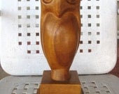Spring Sale 20% off, Vintage Mid Century Danish Modern Wood Carved Owl - Beautiful Teak Wood