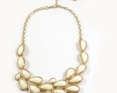 Teardrop Resin Baubles Bib Statement Bridesmaids Necklace in Seafoam, Ivory, and Pink