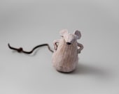 Mouse 18 " The Stubborn " Handmade Stoneware Sculpture, Ceramic Animal Figure