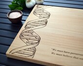 Custom Science Gift / Geekery - DNA Engraved Wood Cutting Board - Choice of Marie Curie Quote or Personalized Message - Graduation Gift