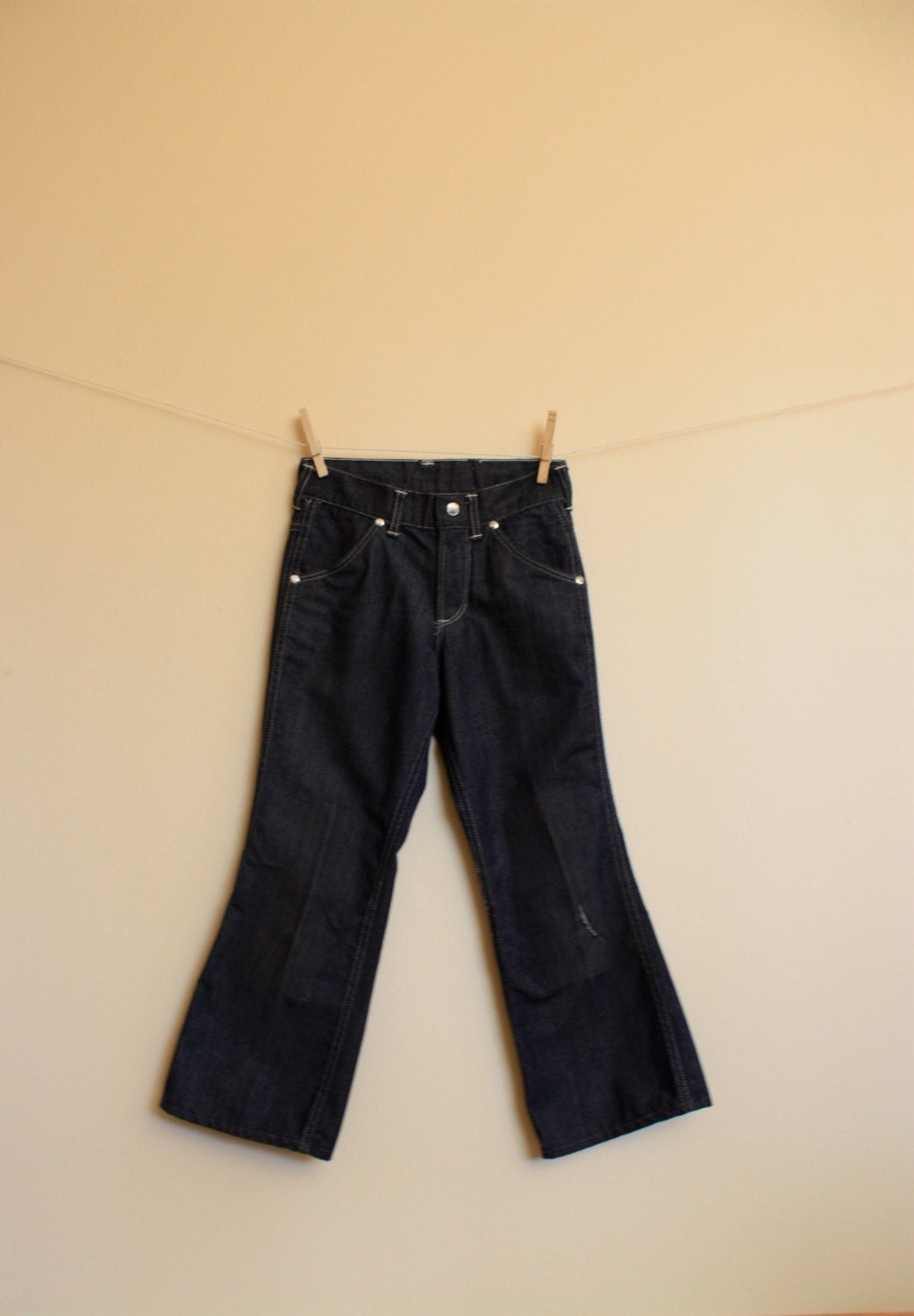 Vintage Boys Tough Skin Dark Blue Denim Jeans With Indian Back Patch