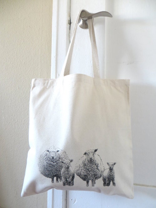 Screenprinted Canvas Tote Bag Sheep