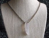 Rock Ice: Natural Rough Clear Quartz Crystal Point Necklace, Raw Stone Amulet on a Chain