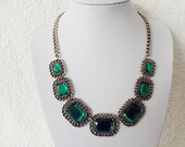 Emerald Necklace, Green Crystal Necklace, Bib Necklace, Statement Necklace, Bubble Necklace, Necklace