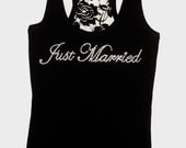 Just Married Tank Top Shirt. Bridesmaid. Bachelorette Party. Maid of Honor. Matron of Honor. Wedding Bridal Party.