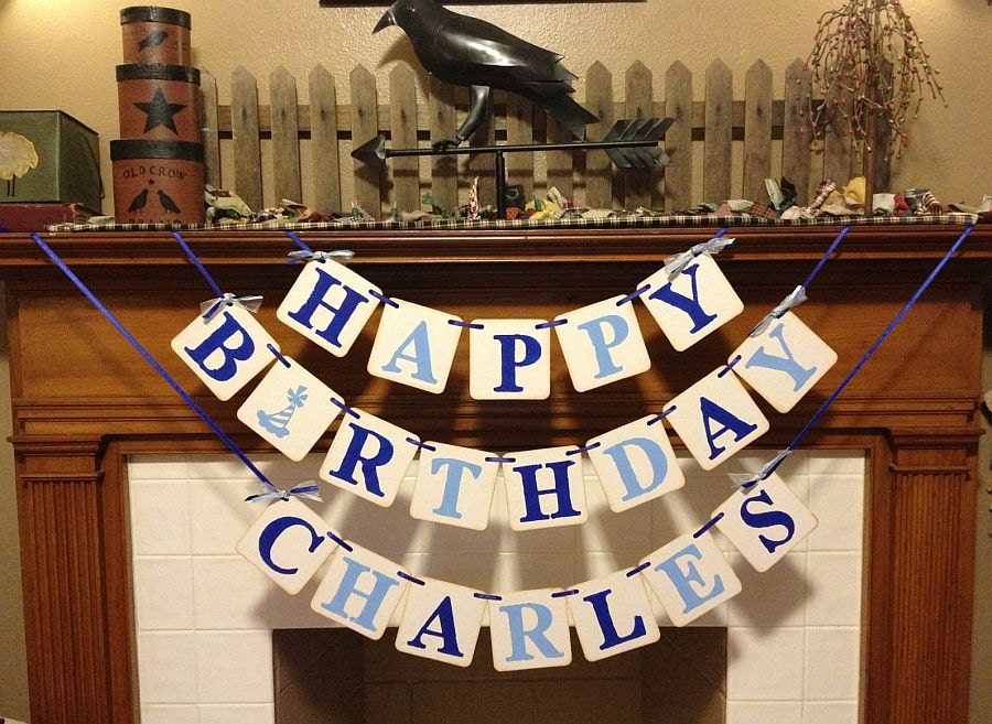Birthday Banner HAPPY BIRTHDAY Birthday party Decoration for Boy Girl Child Birthday sign photo prop - CUSTOMIZE First Name and Colors
