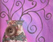 Mixed media painting Art painting purple flower vase with a cherish  theme