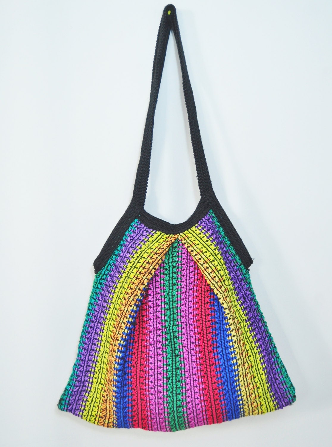 vintage 90s guatemalan RAINBOW grunge indie ethnic tribal grunge festival slouchy purse tote shoulder bag