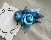 fascinator/corsage/handmade blue rose/flower/ /ribbon/hair clip/wedding bridal hair accessaries/headpiece/prom/cocktail
