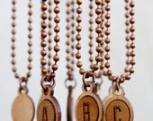 Modern Initial Necklace, Handcrafted and Laser Engraved