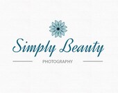 Logo - Premade & Custom logo - Simply Beauty logo, blue flower, custom colors and font, modern and clean graphic design, logo template