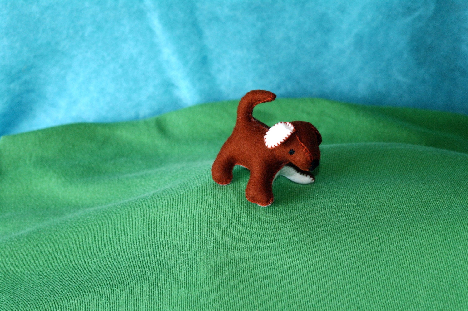 Waldorf Miniature Puppy Doll (Brown And White), Handmade From Natural Materials