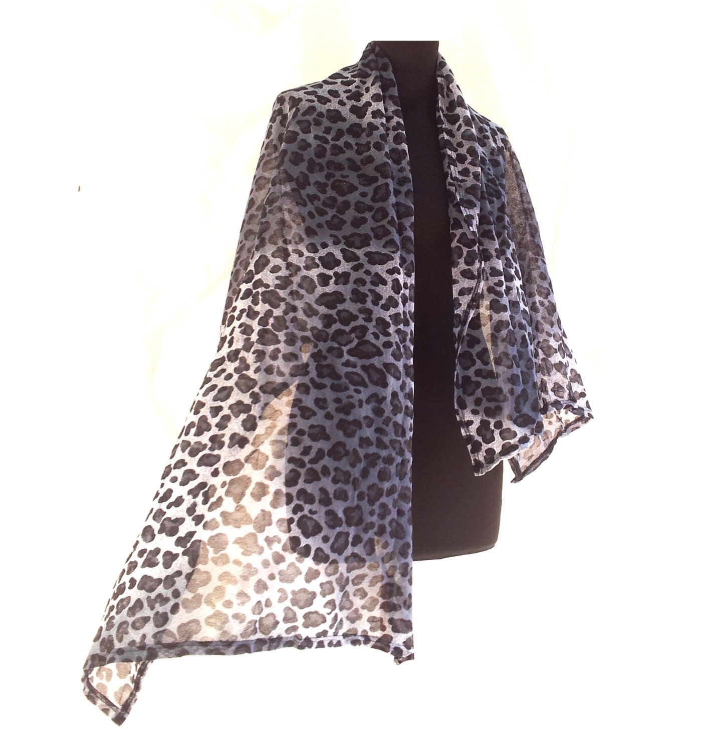 Leopard Scarf Animal Print Shawl black & gray, Free shipping, GOTTEX, Luxury Woman Scarf-Accessories