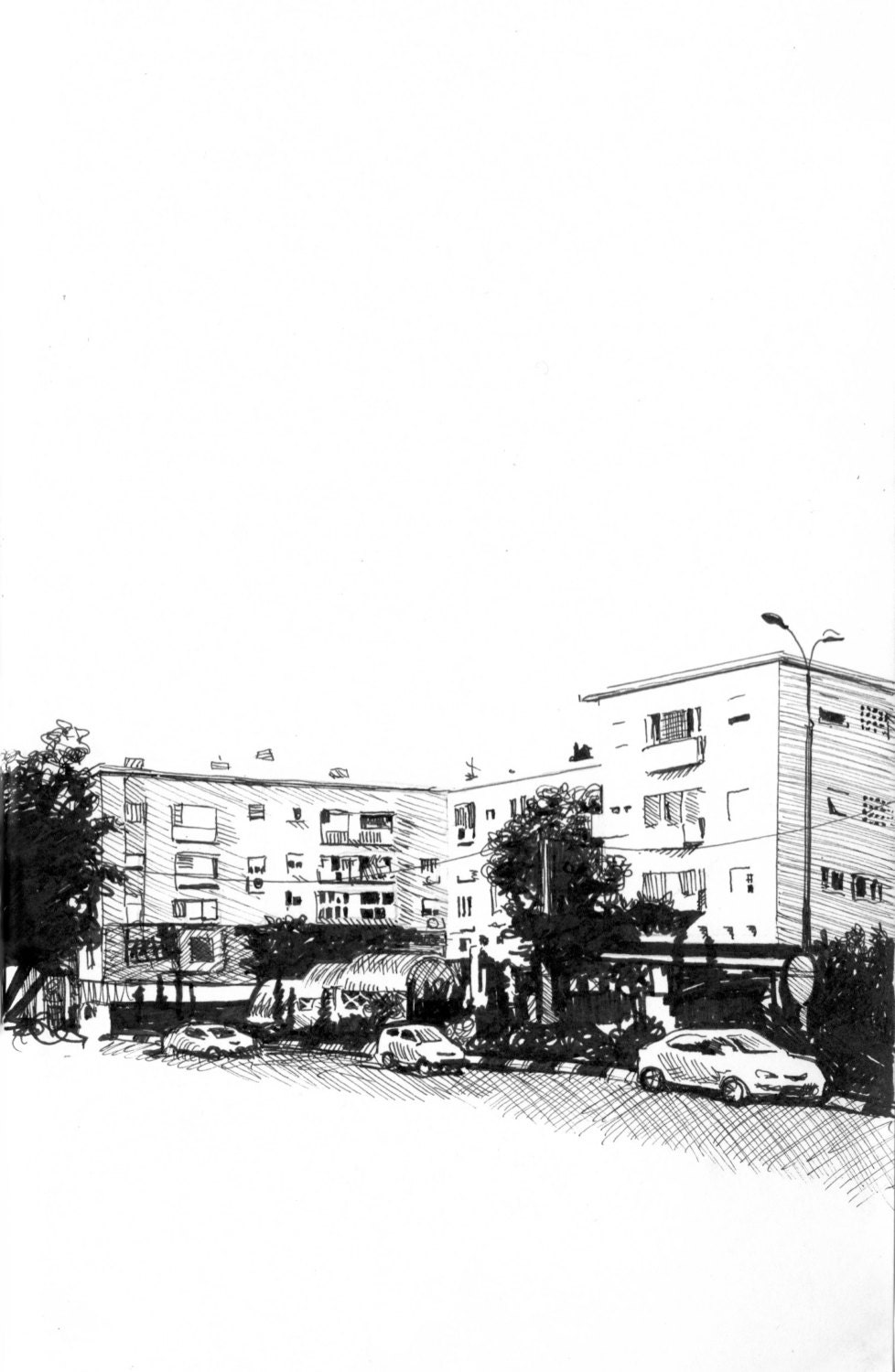 Haifa - City Center Print in Black and White