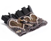 Romantic Cuff Bracelet / Heart Embroidery / Lace Bracelet / Metal Snaps / Fabric Jewelry / Old Pink, Taupe, Ivory Details