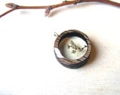 Resin and Wood Necklace Pendant with Encased Chicago Plant Life: Japanese Fleece Flower