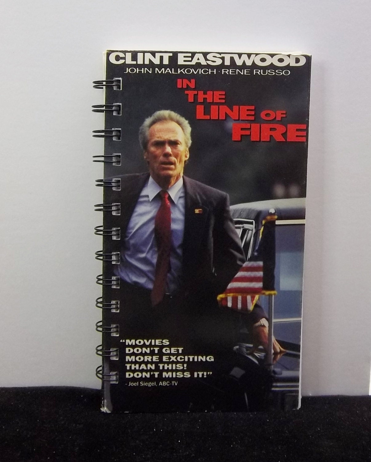 Recycled Notebook From In The Line Of Fire VHS Box Handmade