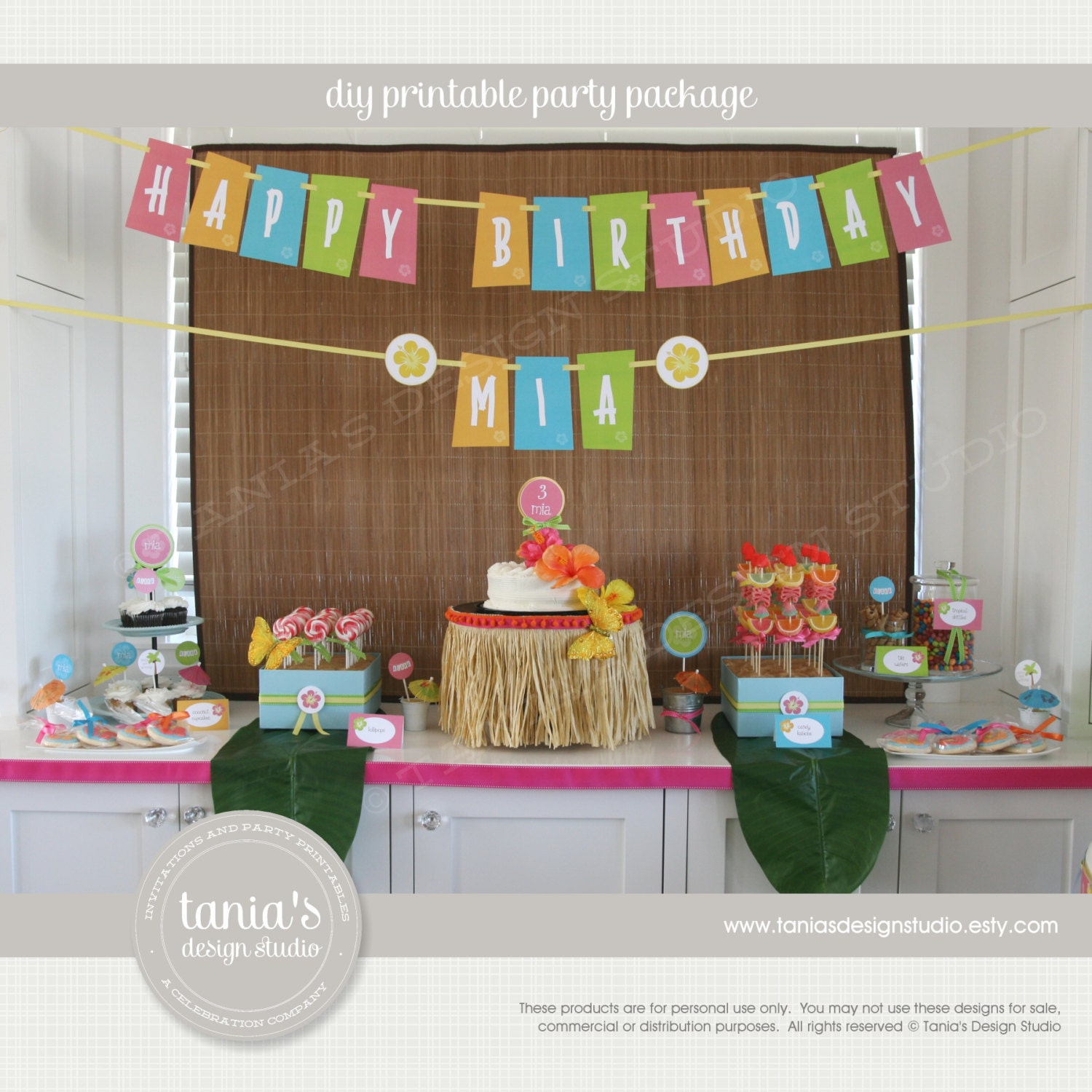 Aloha Luau Printable Birthday Party Package by tania's design studio