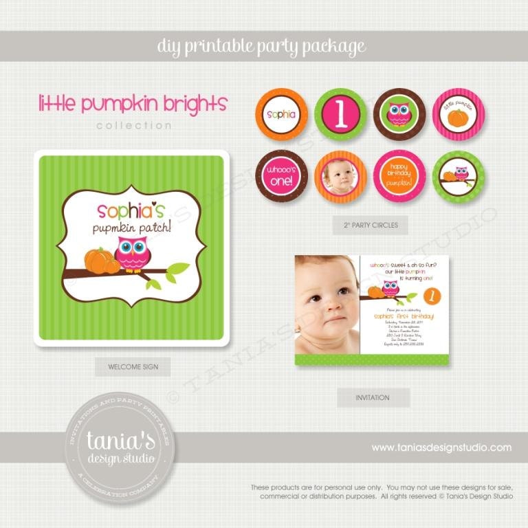 Little Pumpkin Printable Birthday Party Package by tania's design studio