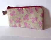 Rainy Day Bouquet .  lined cotton zipper pouch with loop . wallet