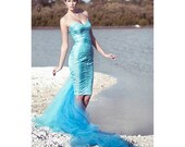 Azure Blue shell mermaid siren ocean beach Bridal Couture Ricky Lindsay gown fashion dress wedding