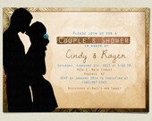 Couples Shower invitations card / invite printable personalized customized silhouettes couples groom bridal blue red brown engagement Il_170x135