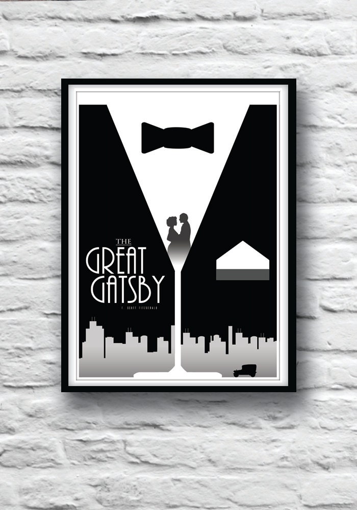 The Great Gatsby Movie Poster, Housewares, Wall Decor,  Literature print, Minimalist, F. Scott Fitzgerald