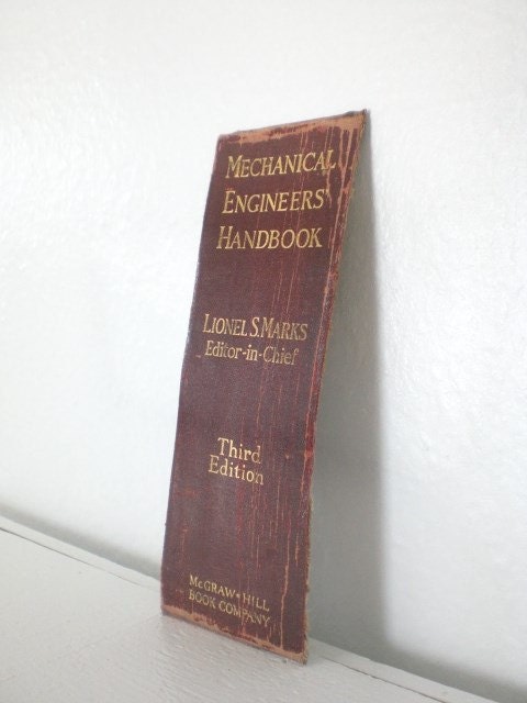 Book Spine Bookmark Red Leather Gold Gilt Lettering Mechanical Engineers Handbook