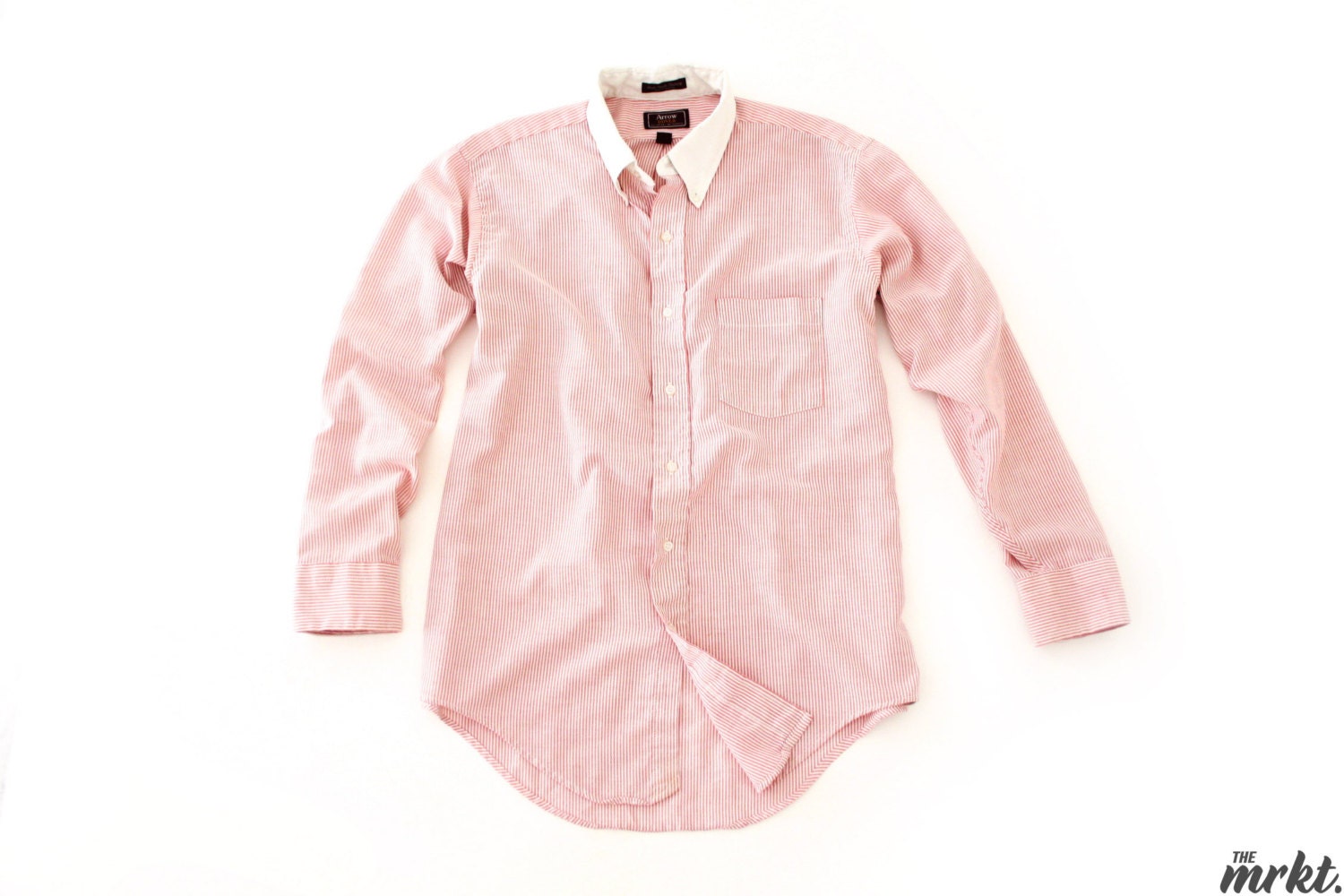 Vintage Arrow "Dover" Oxford Cloth Button Down  Candy Stripe Shirt Sz 16.5 x 32/33