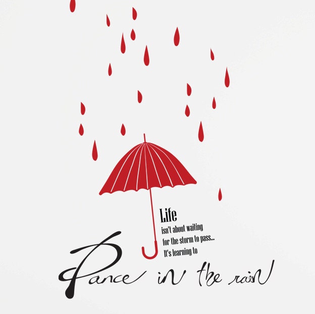 Rain Drops Umbrella Quotes DIY Modern Wall Art Vinyl Decals Stickers Large Size for home cafe office decor saying words fun unique ps-11