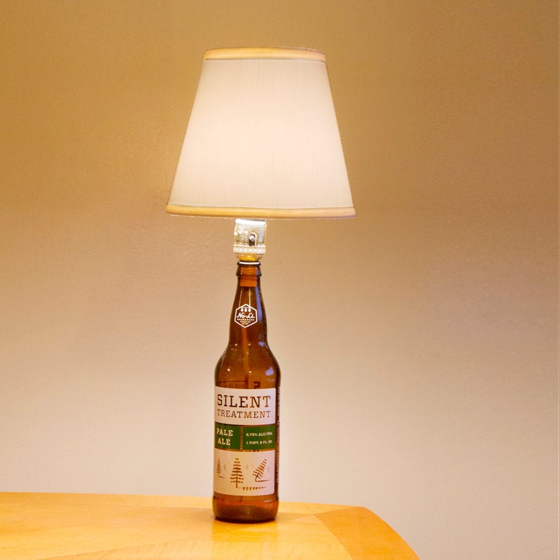Recycled Beer Bottle Lamp, Silent Treatment Lamp, Unusual Home Decor
