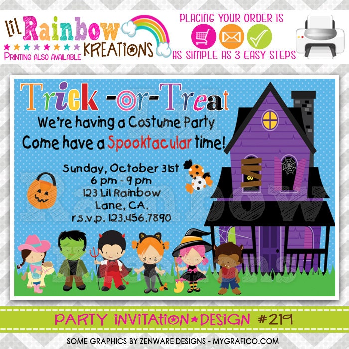 219: DIY - Halloween Costume 3 Party Invitation Or Thank You Card