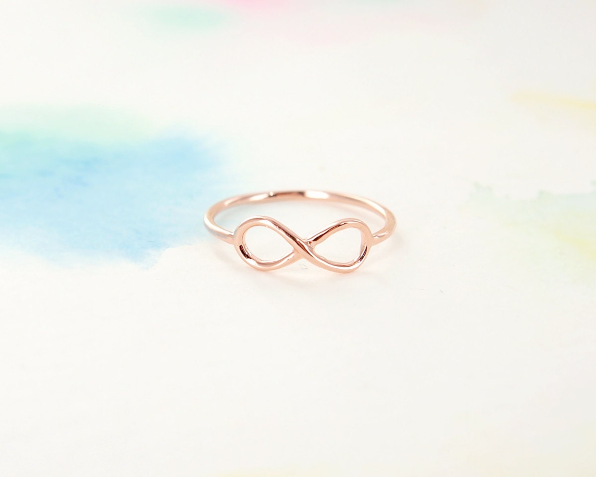 Simple Tiny Pink Rose Gold Infinity Band Ring